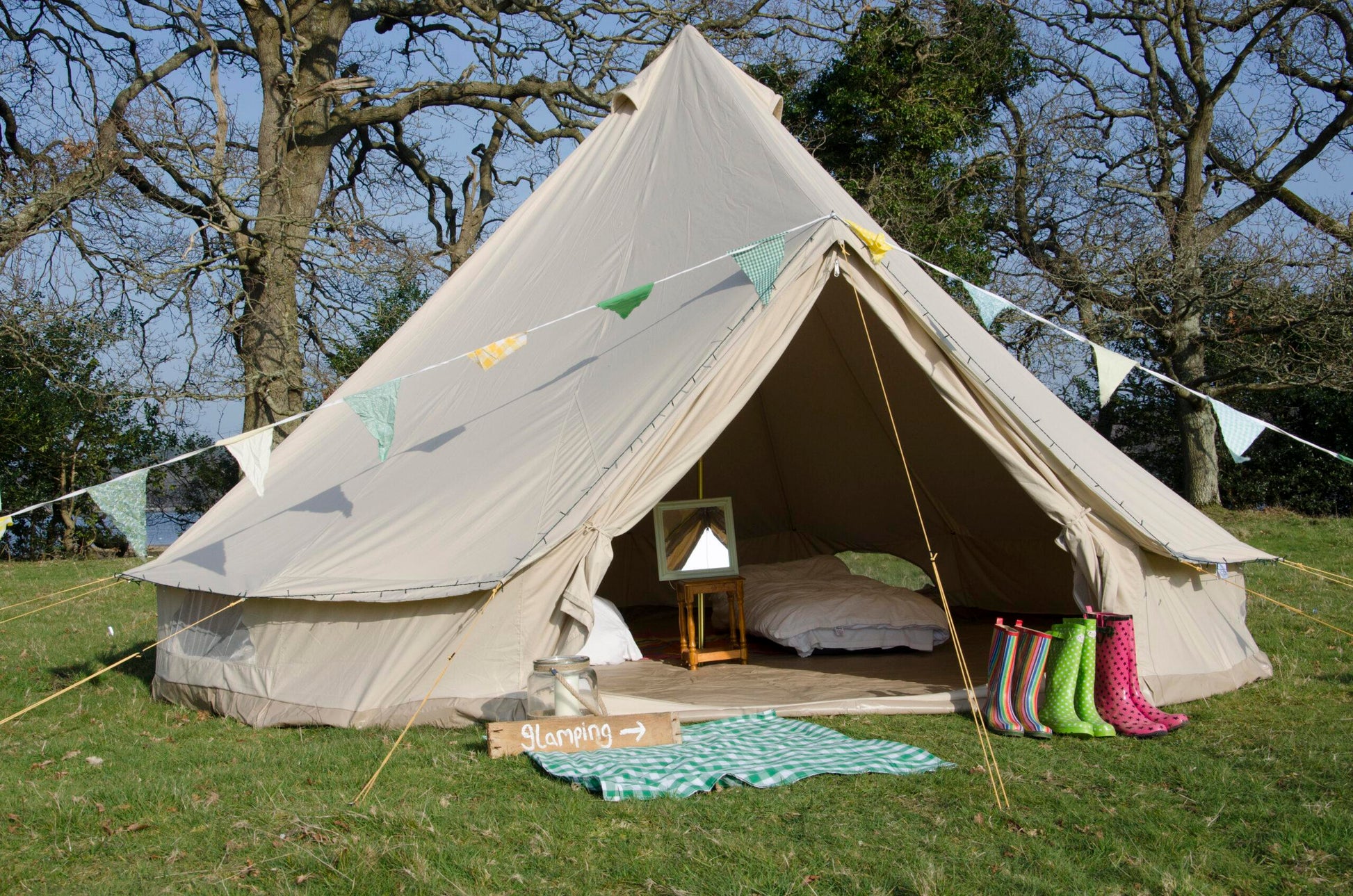 Accommodation Pre-pitched Bell Tent – The Wild Swimming